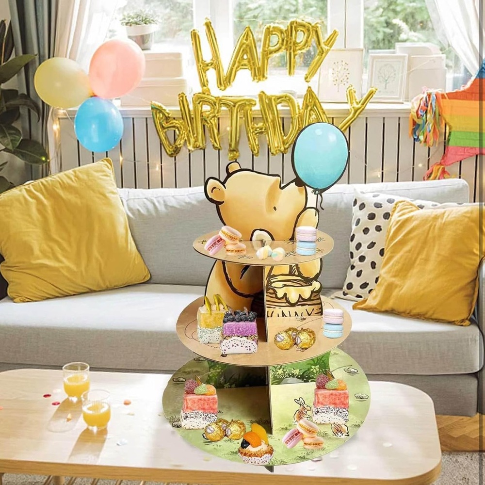 Classic Winnie The Pooh Cupcake Stand Dessert Holder Pooh Bear 3-Tier Stand NIP - Picture 2 of 5